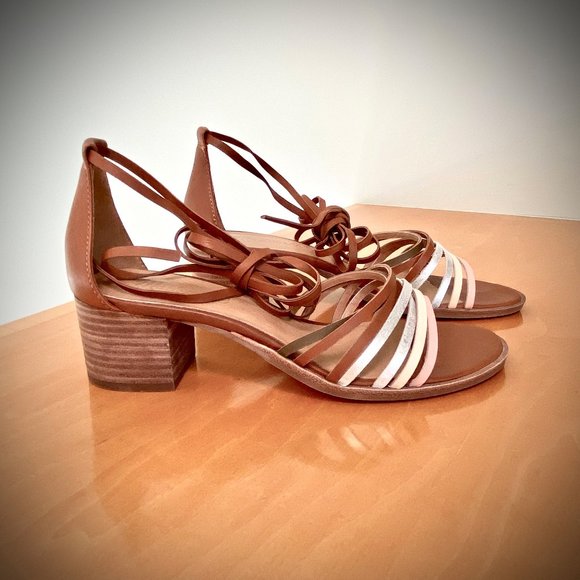 Madewell Strappy Ankle Wrap Leather Heeled Sandals 6.5M - Picture 3 of 9